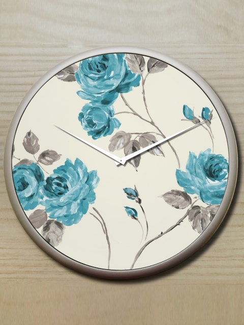 

STYBUZZ Blue & White Rose Blossom Round 27.9 cm Analogue Wall Clock