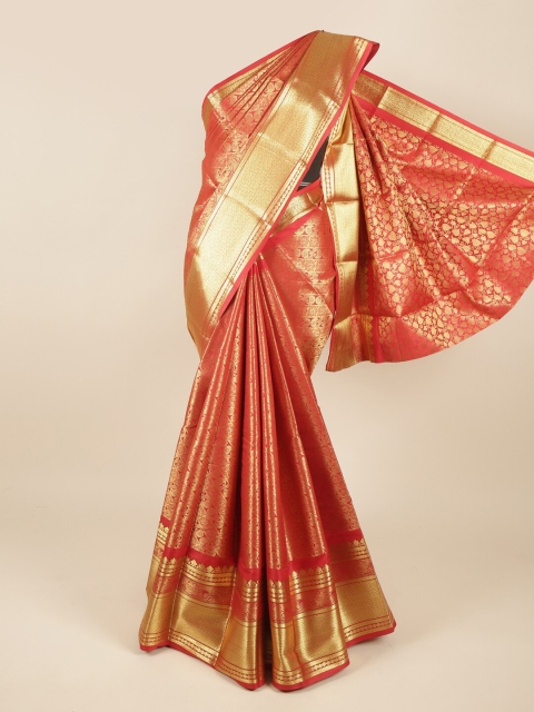 

Pothys Red & Gold-Toned Ethnic Motifs Pure Silk Saree