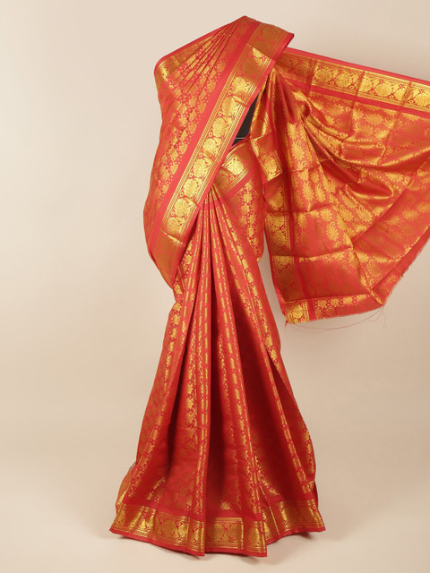 

Pothys Red & Gold Ethnic Motifs Zari Pure Silk Saree