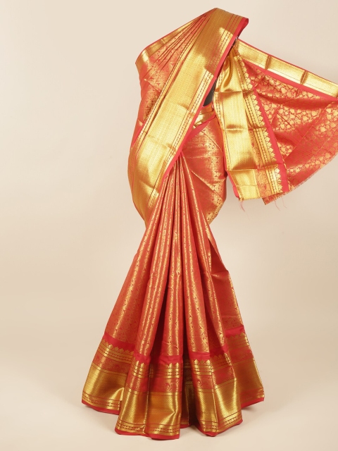 

Pothys Red & Gold-Toned Ethnic Motifs Zari Pure Silk Saree