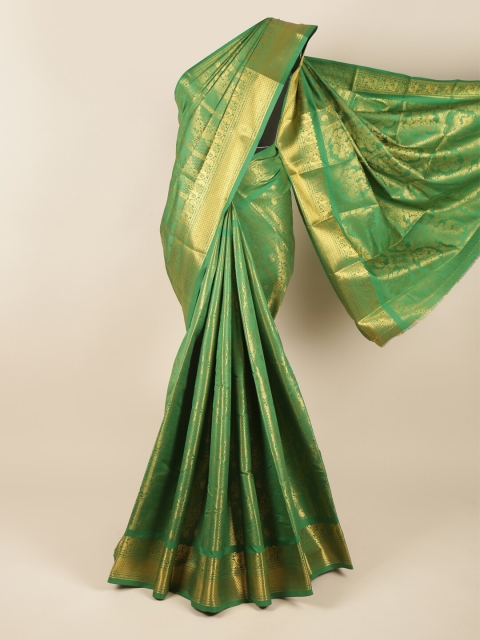

Pothys Green & Gold-Coloured Ethnic Motifs Zari Pure Silk Saree