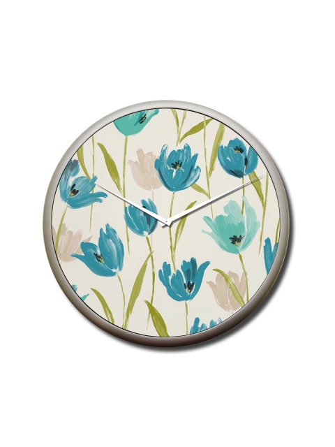 

STYBUZZ Silver Floral Round 27.94 cm Wall Clock