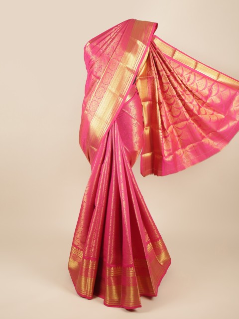 

Pothys Pink & Gold-Toned Woven Design Zari Pure Silk Saree