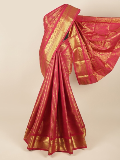 

Pothys Red & Gold-Toned Woven Design Zari Pure Silk Saree