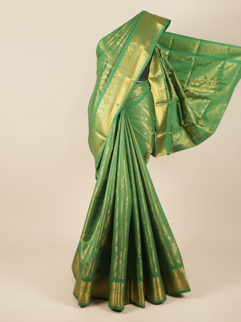 

Pothys Green & Gold-Toned Woven Design Pure Silk Saree
