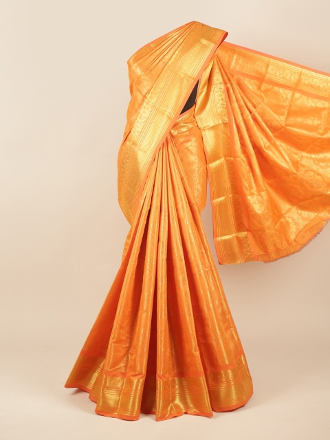 

Pothys Orange & Gold-Coloured Ethnic Motifs Zari Pure Silk Saree