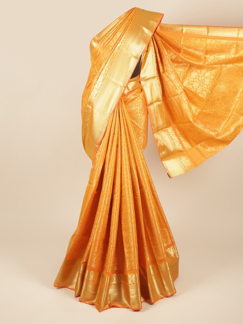 

Pothys Mustard & Gold Ethnic Motifs Zari Pure Silk Saree