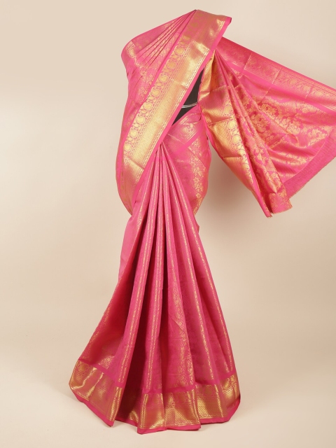 

Pothys Pink & Gold-Toned Woven Design Zari Pure Silk Saree