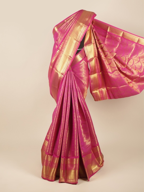 

Pothys Pink & Gold-Toned Ethnic Motifs Zari Pure Silk Saree