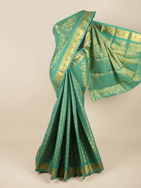 

Pothys Green & Gold Ethnic Motifs Zari Pure Silk Saree
