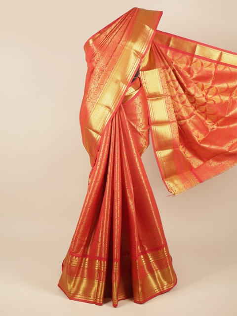 

Pothys Red & Gold-Toned Woven Design Pure Silk Saree