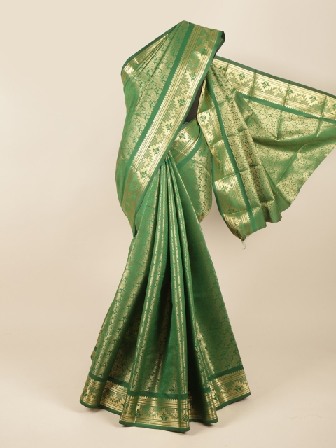 

Pothys Green & Gold-Toned Ethnic Motifs Pure Silk Saree