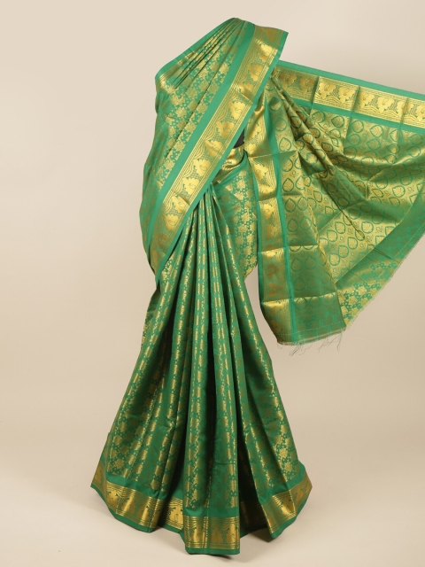 

Pothys Green & Gold-Toned Woven Design Zari Pure Silk Saree