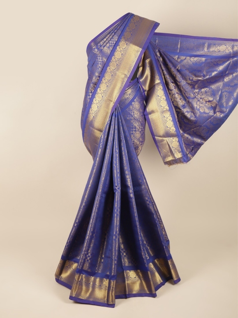 

Pothys Blue & Gold-Coloured Ethnic Motifs Zari Pure Silk Saree