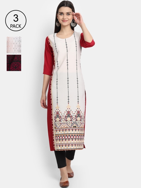 

1 Stop Fashion Women Pack of 3 Printed Kurtas, Multi