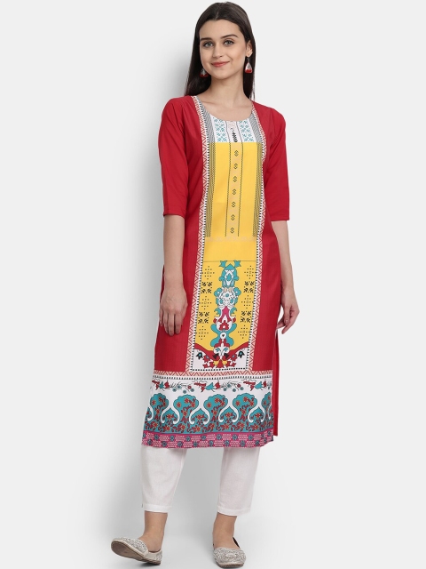 

1 Stop Fashion Women Pack of 3 Multicoloured Printed Crepe Straight Kurta, Multi