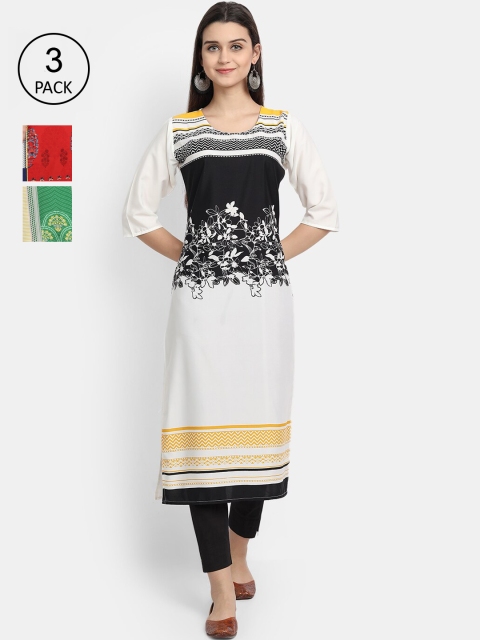 

1 Stop Fashion Women Pack of 3 Printed Kurtas, Multi