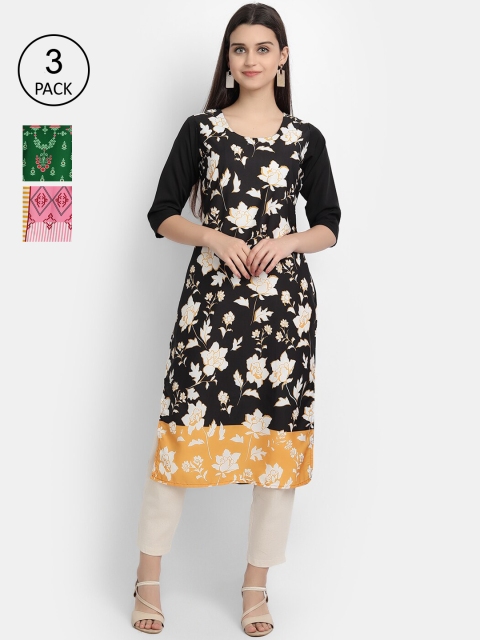 

1 Stop Fashion Women Pack of 3 Printed Kurtas, Pink