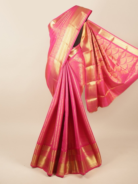 

Pothys Pink & Gold-Toned Ethnic Motifs Pure Silk Saree