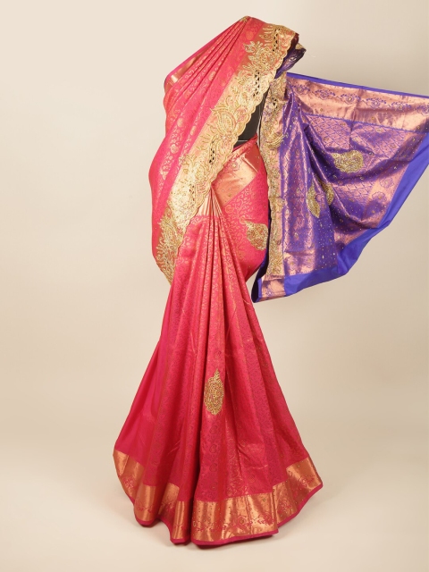 

Pothys Pink & Purple Ethnic Motifs Beads and Stones Pure Silk Saree