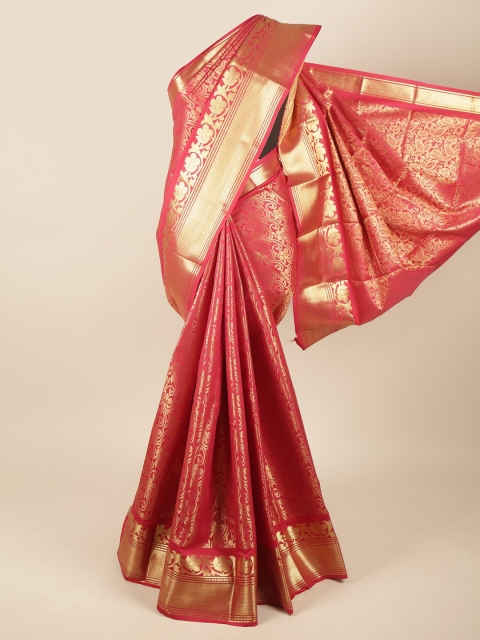 

Pothys Red & Gold-Coloured Floral Zari Pure Silk Saree