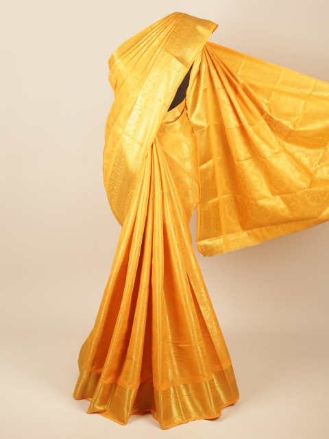 

Pothys Yellow & Gold-Coloured Ethnic Motifs Zari Pure Silk Saree