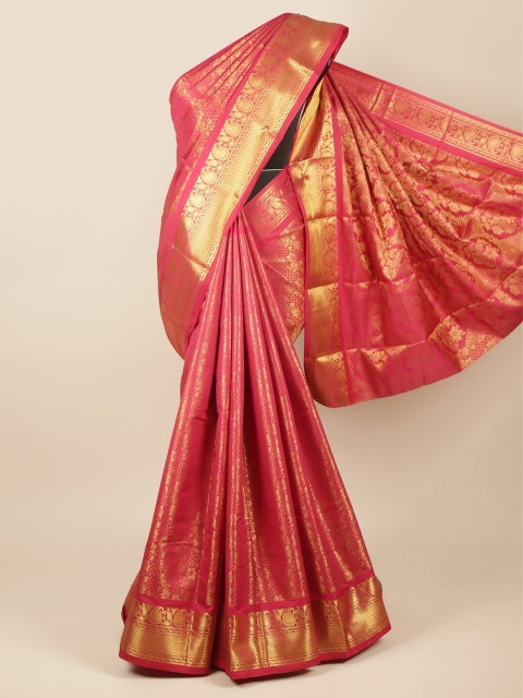 

Pothys Pink & Gold-Toned Woven Design Pure Silk Saree