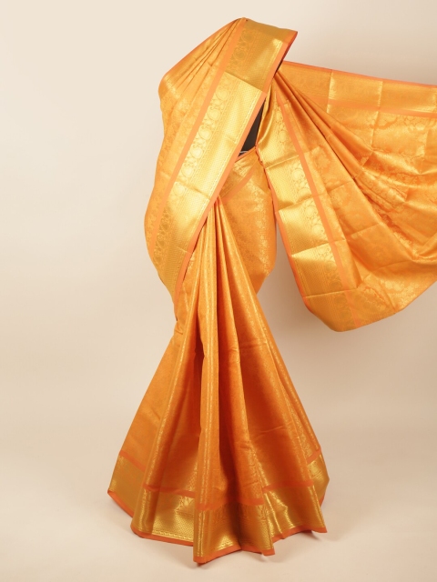 

Pothys Yellow & Gold-Toned Woven Design Zari Pure Silk Saree