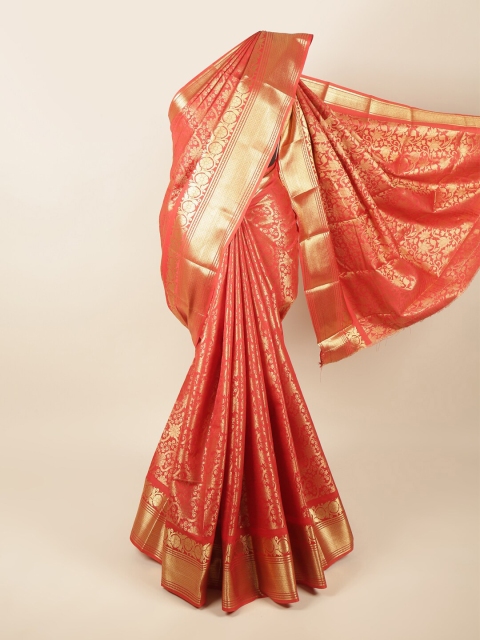 

Pothys Red & Gold-Toned Ethnic Motifs Zari Pure Silk Saree