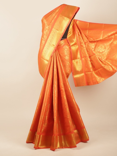 

Pothys Orange & Gold-Coloured Ethnic Motifs Zari Pure Silk Saree