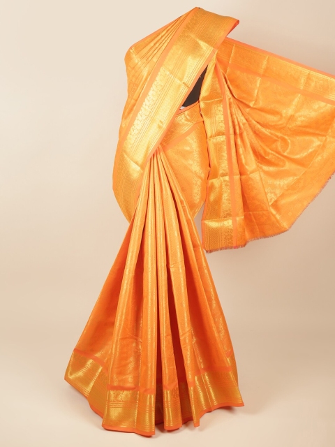 

Pothys Orange & Gold-Coloured Ethnic Motifs Zari Pure Silk Saree