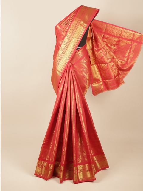 

Pothys Red & Gold-Toned Woven Design Zari Pure Silk Saree