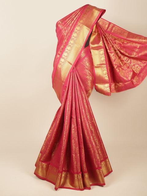 

Pothys Pink & Gold-Toned Woven Design Pure Silk Saree