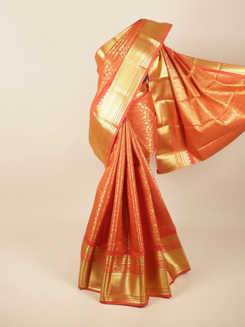 

Pothys Red & Gold-Toned Woven Design Zari Pure Silk Saree
