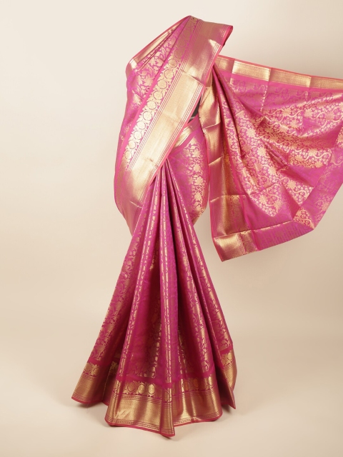 

Pothys Purple & Gold-Toned Woven Design Zari Pure Silk Saree
