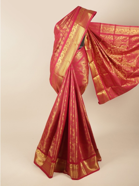 

Pothys Red & Gold-Toned Woven Design Zari Pure Silk Saree