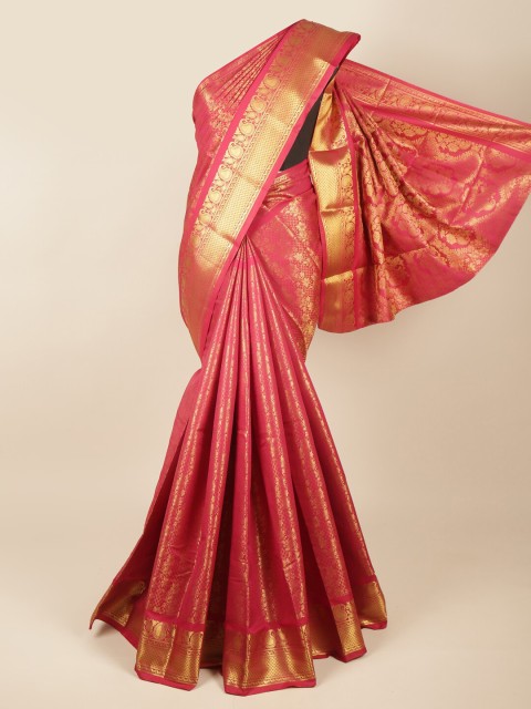 

Pothys Pink & Gold-Toned Woven Design Zari Pure Silk Saree