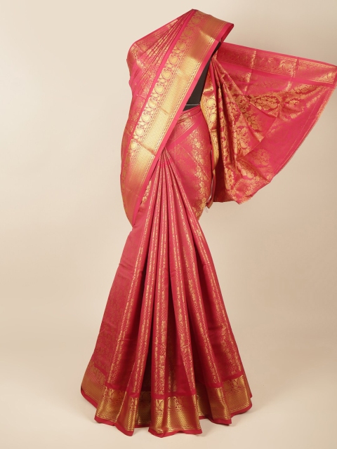 

Pothys Pink & Gold-Toned Woven Design Pure Silk Saree