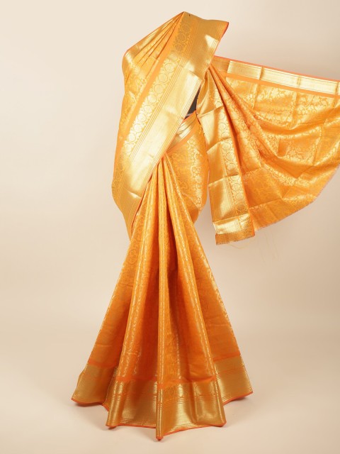 

Pothys Yellow & Gold-Toned Woven Design Zari Pure Silk Saree
