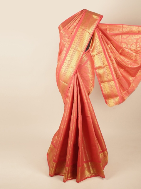 

Pothys Pink & Gold-Toned Woven Design Zari Pure Silk Saree