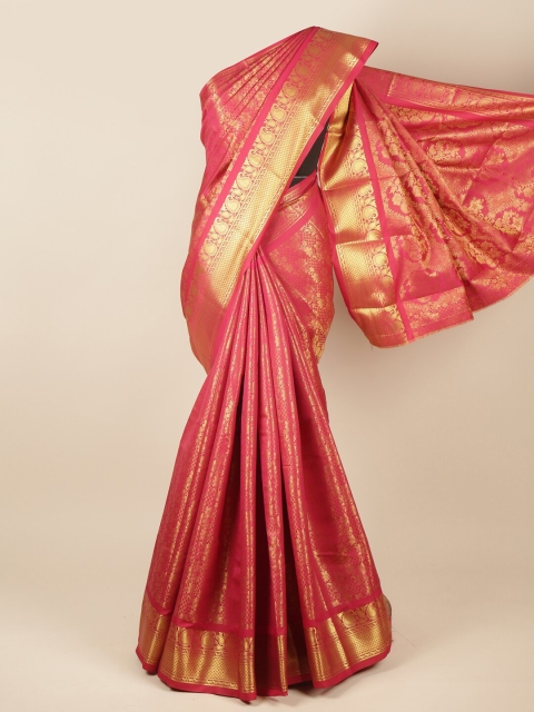 

Pothys Pink & Gold-Toned Woven Design Zari Pure Silk Saree