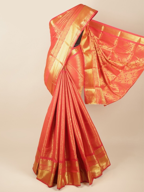 

Pothys Red & Gold-Toned Woven Design Zari Pure Silk Saree