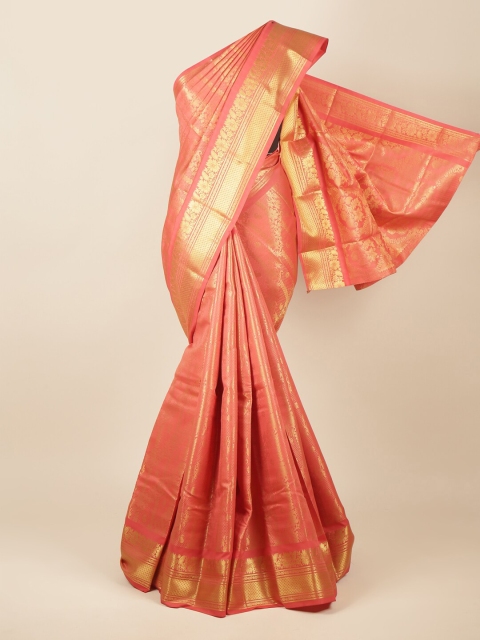 

Pothys Pink & Gold-Coloured Ethnic Motifs Zari Pure Silk Saree