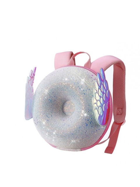 

SCOOBIES Girls Silver-Toned & Pink Embellished Donut Backpack