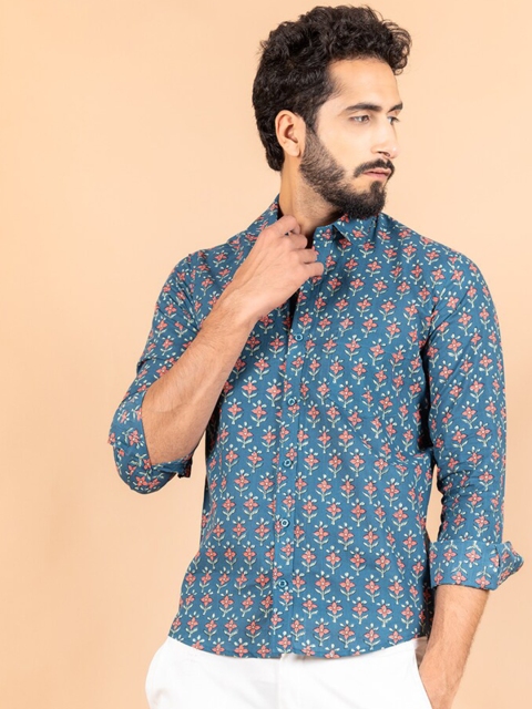 

Tistabene Men Blue Smart Printed Casual Shirt