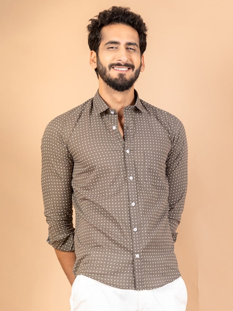 

Tistabene Men Grey Smart Printed Casual Shirt