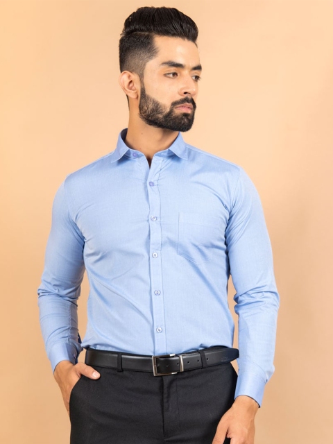 

Tistabene Men Blue Solid Smart Casual Shirt