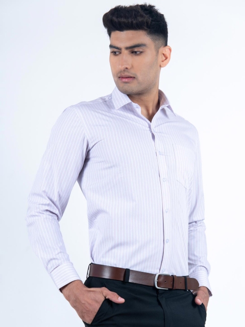 

Tistabene Men Blue & Pink Smart Striped Cotton Formal Shirt