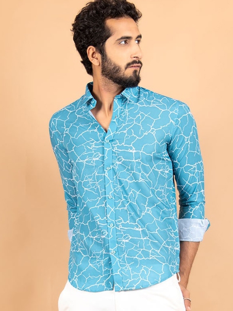 

Tistabene Men Blue Printed Casual Shirt