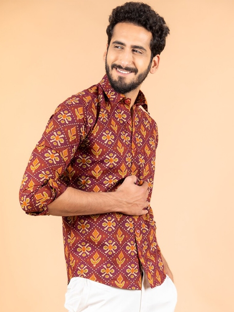 

Tistabene Men Maroon Smart Jaipuri Printed Casual Shirt